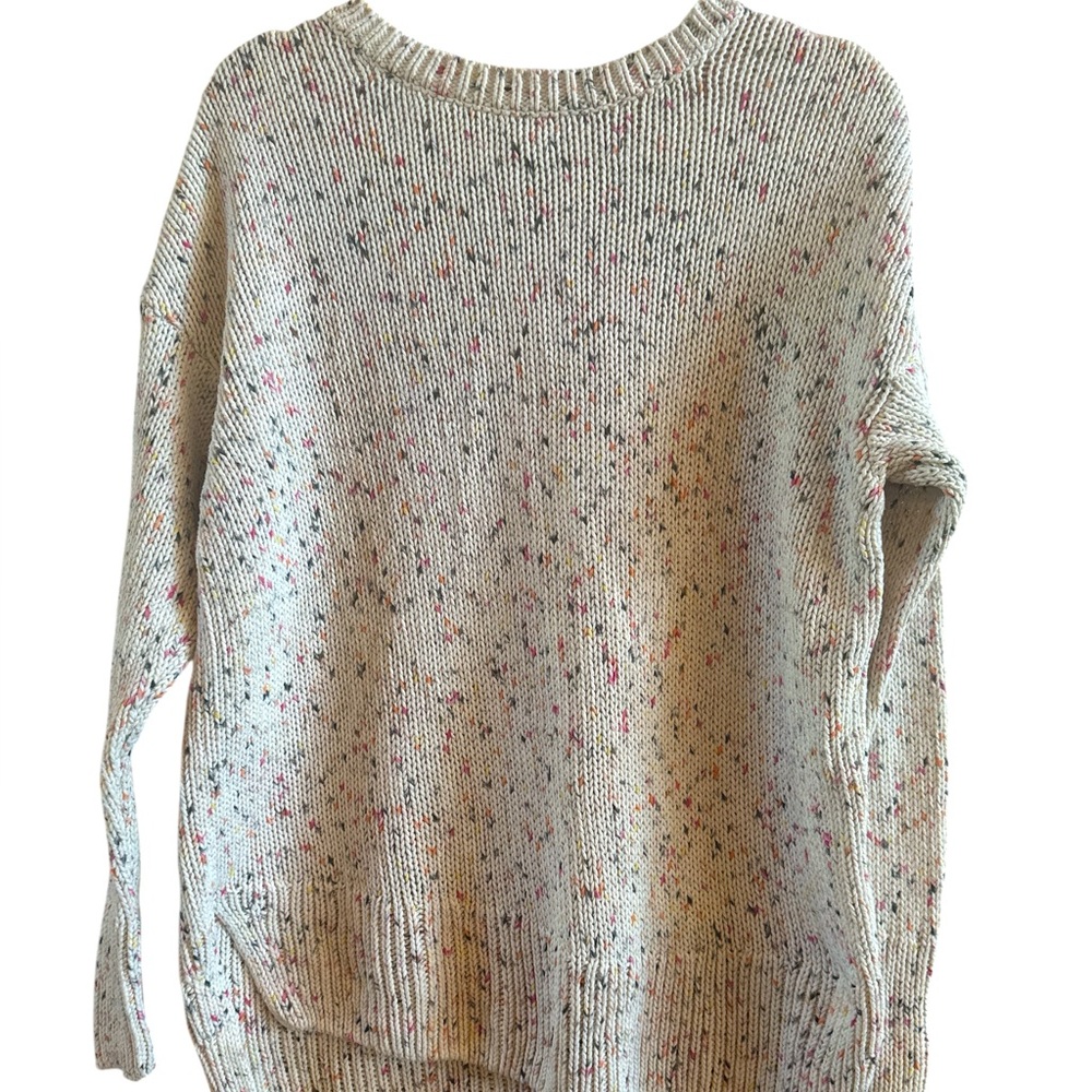 J.Jill Women’s Size Small Cotton Knit Cream Speckled Crewneck Sweater